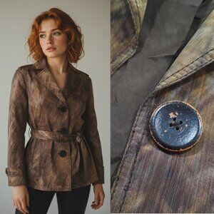 Bronze trench coat w/ wood buttons - Think Tank brand